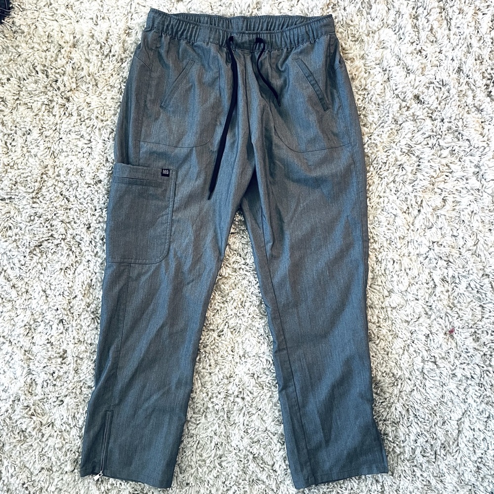 Med Gear MG Large Women’s Scrub Bottoms Grey 5-Pocket Ankle Zipper